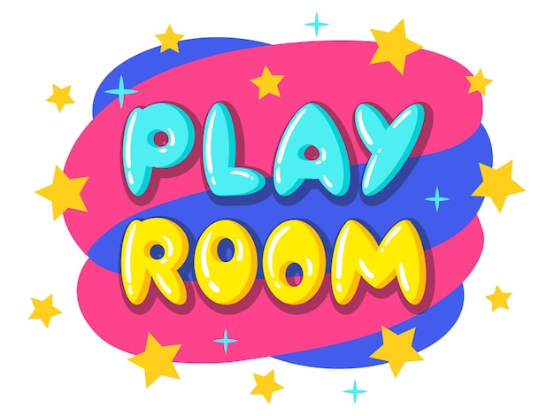 Cartoon speelkamer sticker Kids game zone kinderentertainment party club en game zone badge platte vector illustratie op witte achtergrond