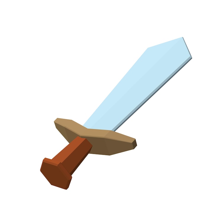 Vector cartoon spel zwaard, cartoon zwaard voor spel op witte achtergrond, vectorillustratie