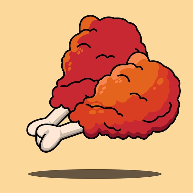 Cartoon spicy fried chicken icon Food vector collection Spicy chicken drumsticks fast food illustr
