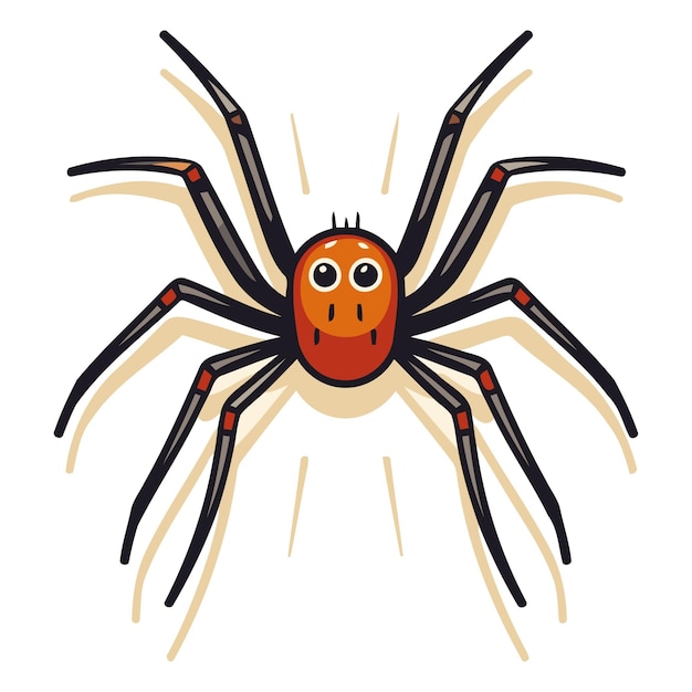 Vector cartoon spider isolated on white background for kids