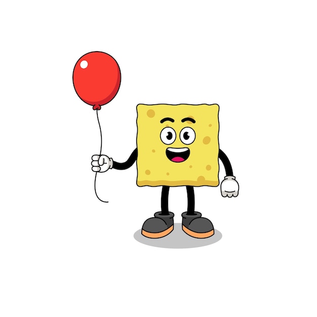 Cartoon of sponge holding a balloon character design