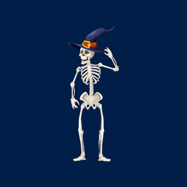 Cartoon spooky skeleton Halloween funny character