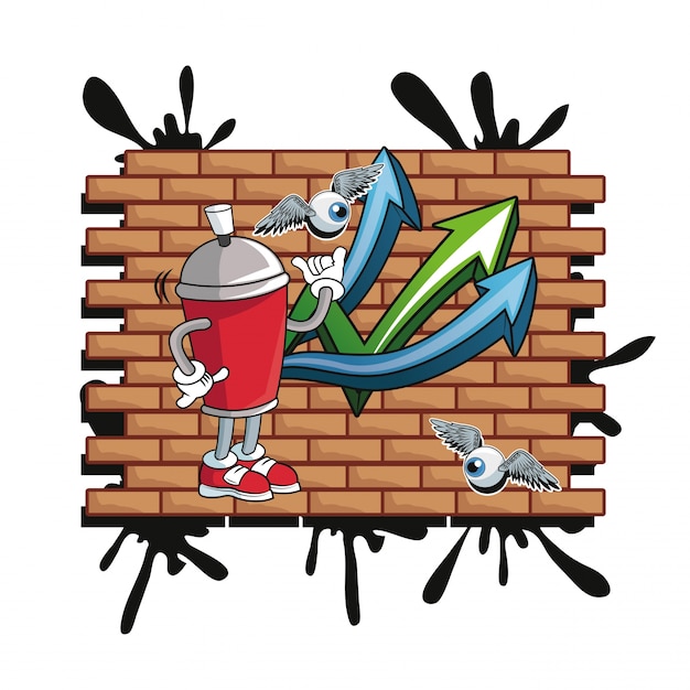 Vector cartoon spray and wall