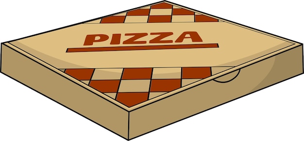 Cartoon Square Carton Pizza Box Vector Handgetekende illustratie geïsoleerd op doorzichtige achtergrond