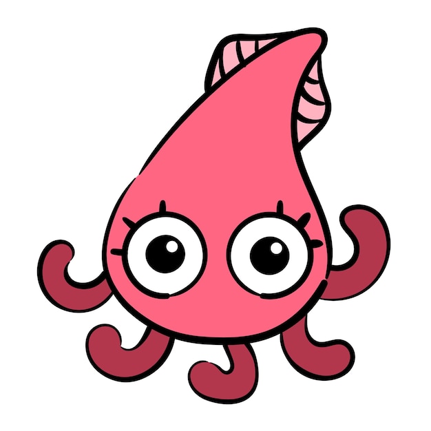 Vector cartoon squid vector illustration cute illustration for kids characters marine inhabitant