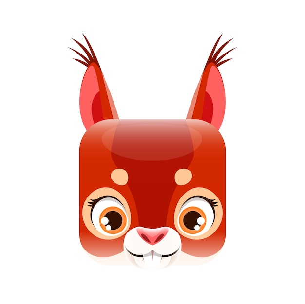 Vector cartoon squirrel kawaii square animal face icon