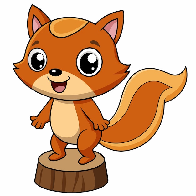 Vector a cartoon of a squirrel with a long tail