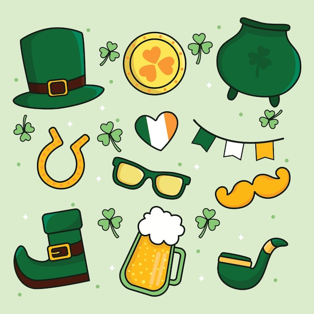 Vector cartoon st patricks day elements