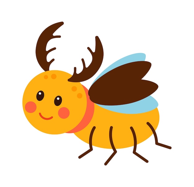 Cartoon stag beetle Childish Insect Vector illustration