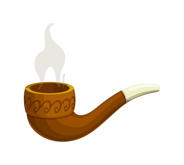 Vector cartoon steaming smoking pipe vector device