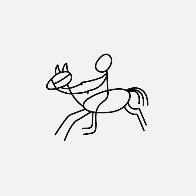 Cartoon stick figure icon sport vector horseman