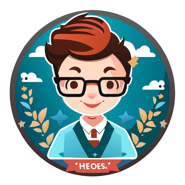 Vector cartoon sticker with teacher's day concept design