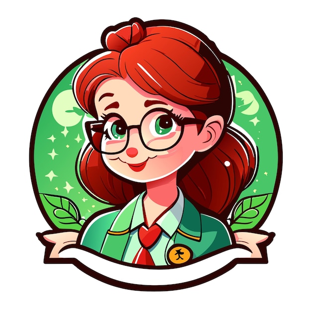 Cartoon sticker with teacher's day concept design