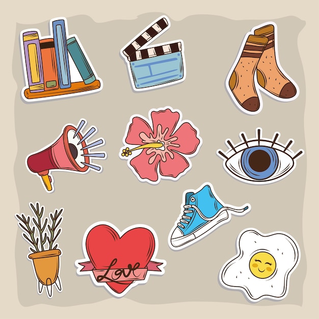 Vector cartoon stickers pictogrammen