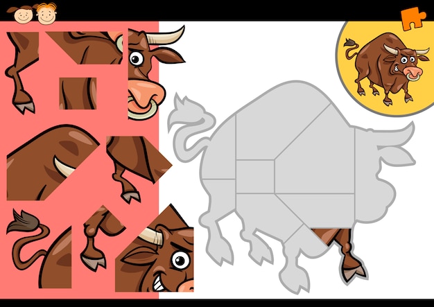 cartoon stier puzzel spel