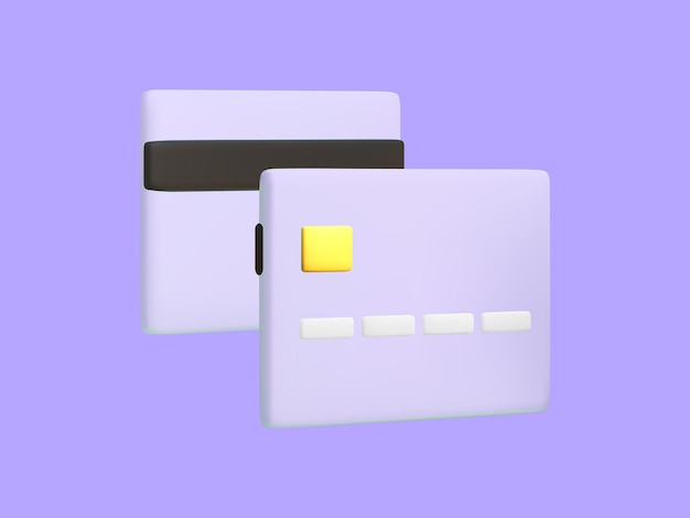 Cartoon stijl paarse creditcard voor- en achteraanzicht Financiële transacties en betalingen Bankoperatie Creditcard voor online betaling of winkelen Vector illustratie