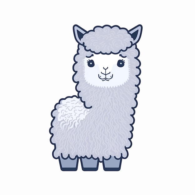 Vector cartoon stijl schattige en schattige alpaca geïsoleerd op witte achtergrond vector illustratie