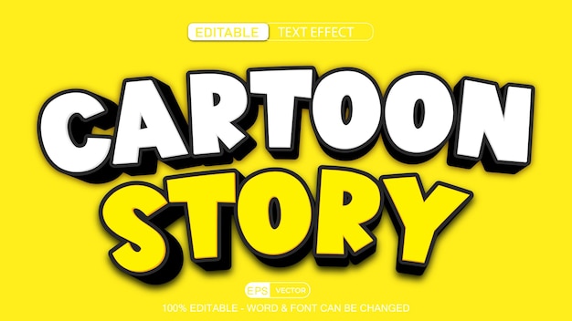 Cartoon Story Editable Text Effect Vector 3d style