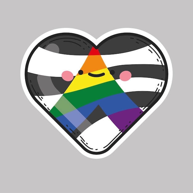 Cartoon Straight Ally Flag vector heart illustration