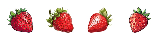 Cartoon strawberry icon set Vector illustration