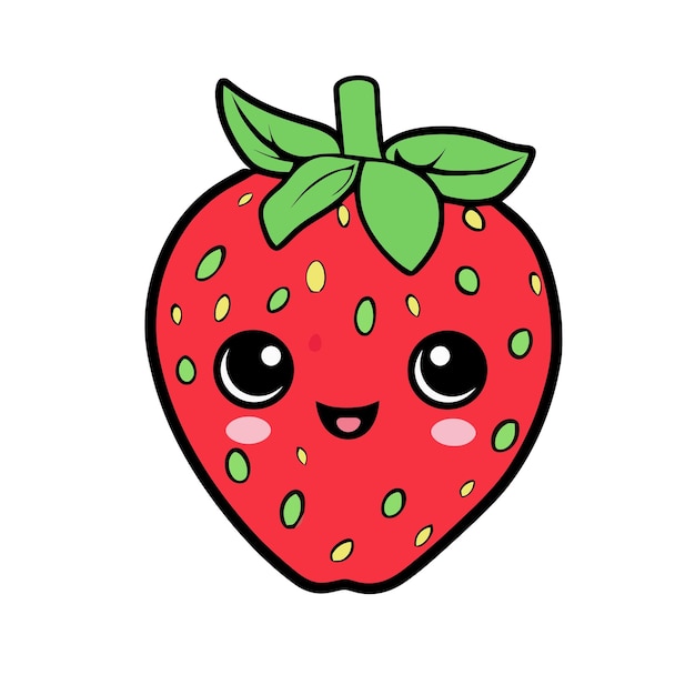 Vector a cartoon strawberry with a cute face.