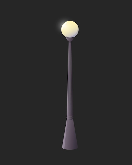 Vector cartoon street lamp isolated on a dark background