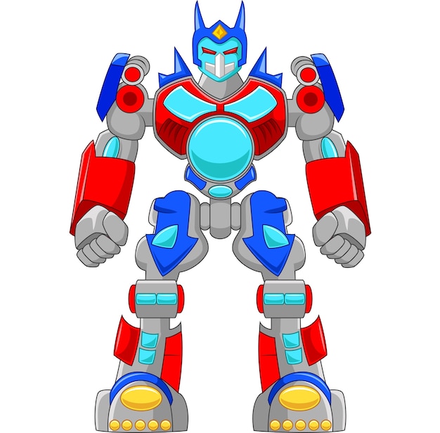 Vector cartoon strong robot and colorful