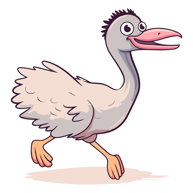 Vector cartoon struisvogel geïsoleerd op een witte achtergrond