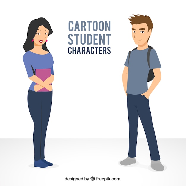 Cartoon student characters