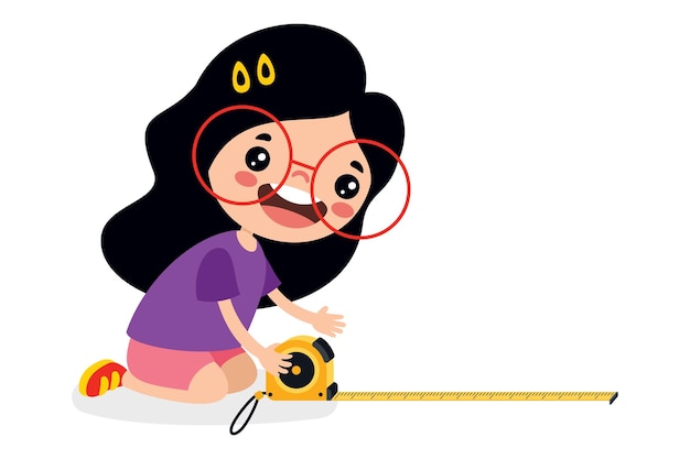 Cartoon Student Using Tape Measure