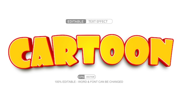 Cartoon style 3d editable text effect vector template