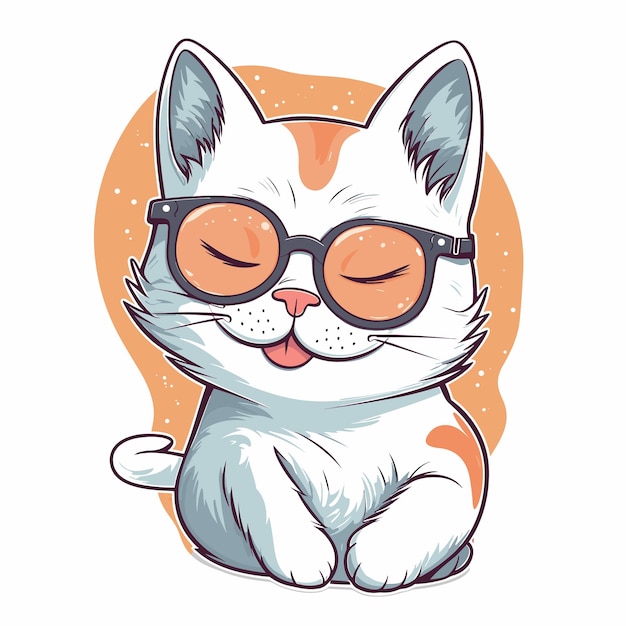 cartoon style of cat vector clipart illustration cat wearing glasses