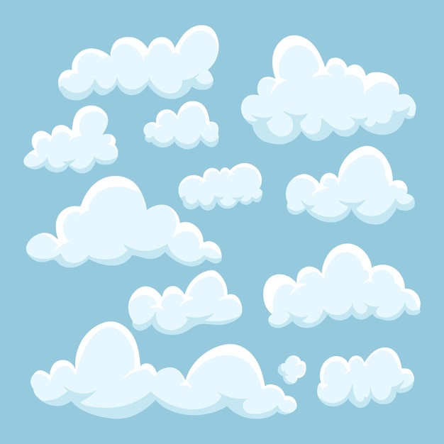 Vector cartoon style cloud collection