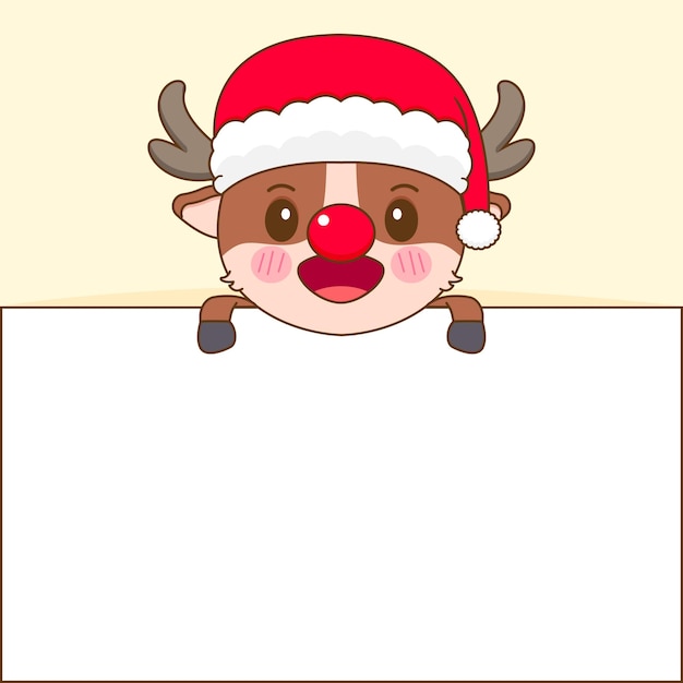 Cartoon style cute reindeer character with billboard