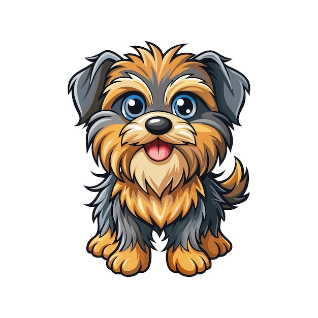 A Cartoon Style Funny Affenpinscher Isolated on a White Background