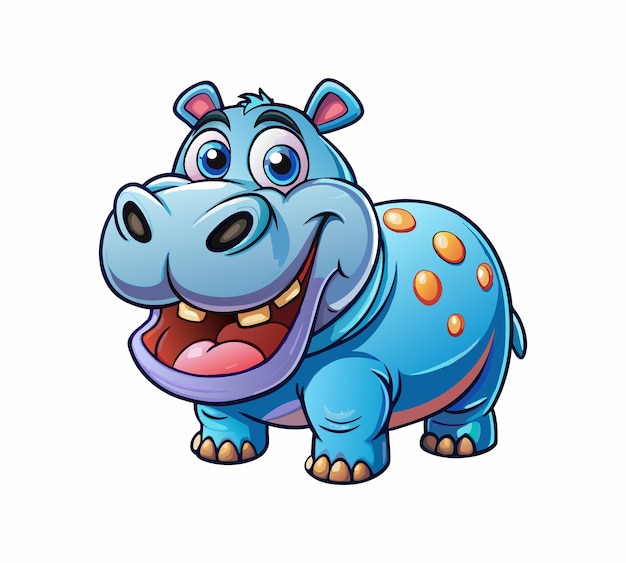 Vector a cartoon style funny hippopotamus best for story book and tshirt design