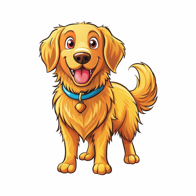 A Cartoon Style Happy Golden Retriever Best for Story Book and TShirt Design