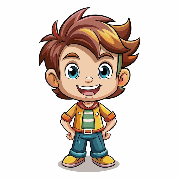 Vector a cartoon style happy little boy best for story book and tshirt design