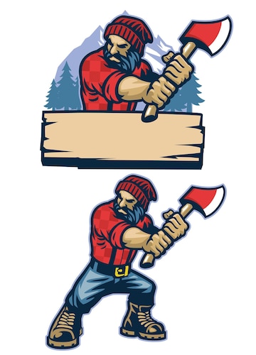Premium Vector | Cartoon style mascot of lumberjack Premium Vector | Cartoon style mascot of lumberjack