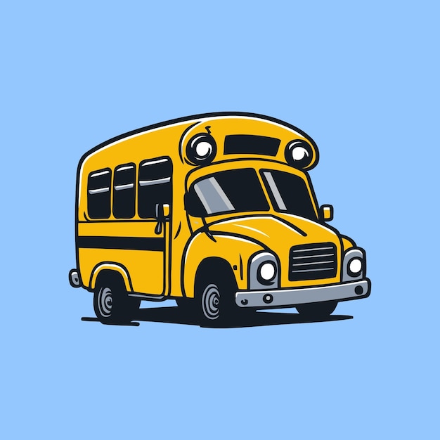 Cartoon Style School Bus vector art illustration isolated object