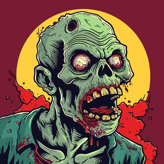 Vector cartoon style zombie face