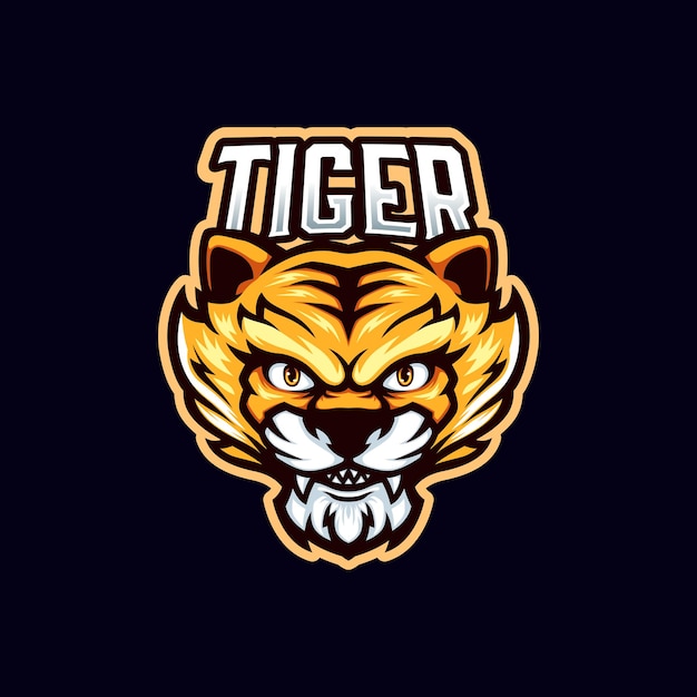 Esports di gioco del logo della mascotte della testa di tigre in stile cartone animato