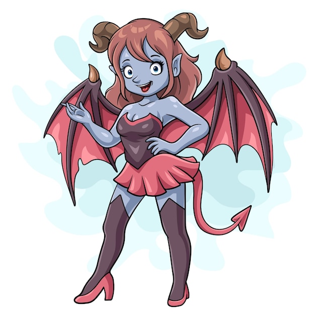 Vector cartoon succubus op witte achtergrond