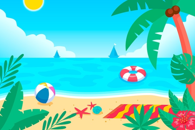 Vector cartoon summer background for videocalls