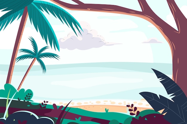 Vector cartoon summer background for videocalls