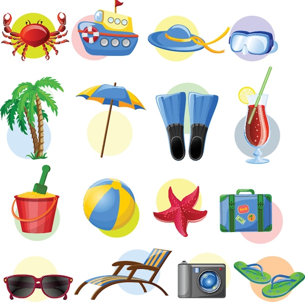 Cartoon summer elements travel beach summertime accessory