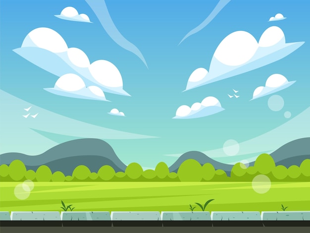 Vector cartoon summer landscape