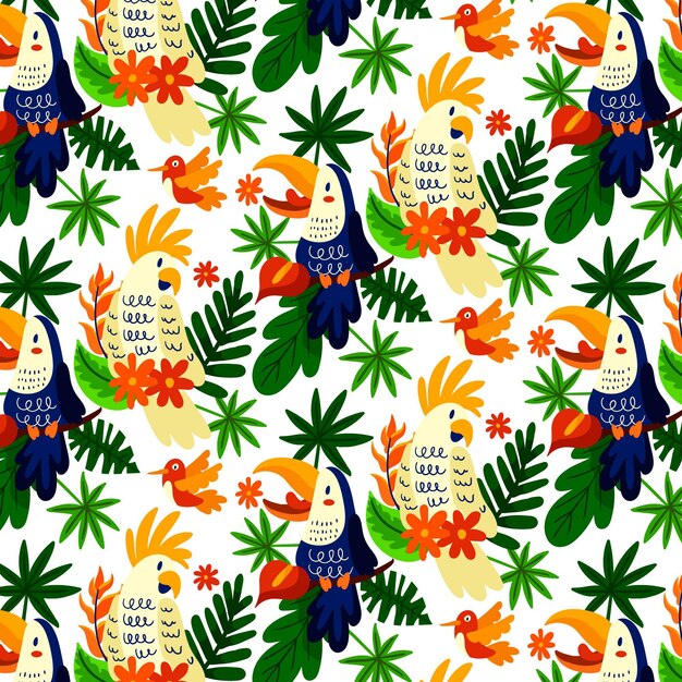 Vector cartoon summer tropical pattern