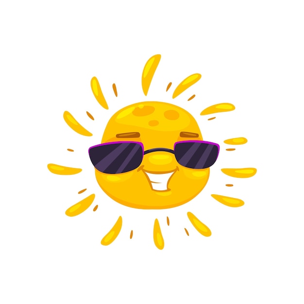卡通太陽角色戴著太陽眼鏡快樂的笑容