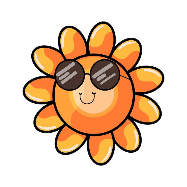 卡通太陽角色戴著太陽眼鏡